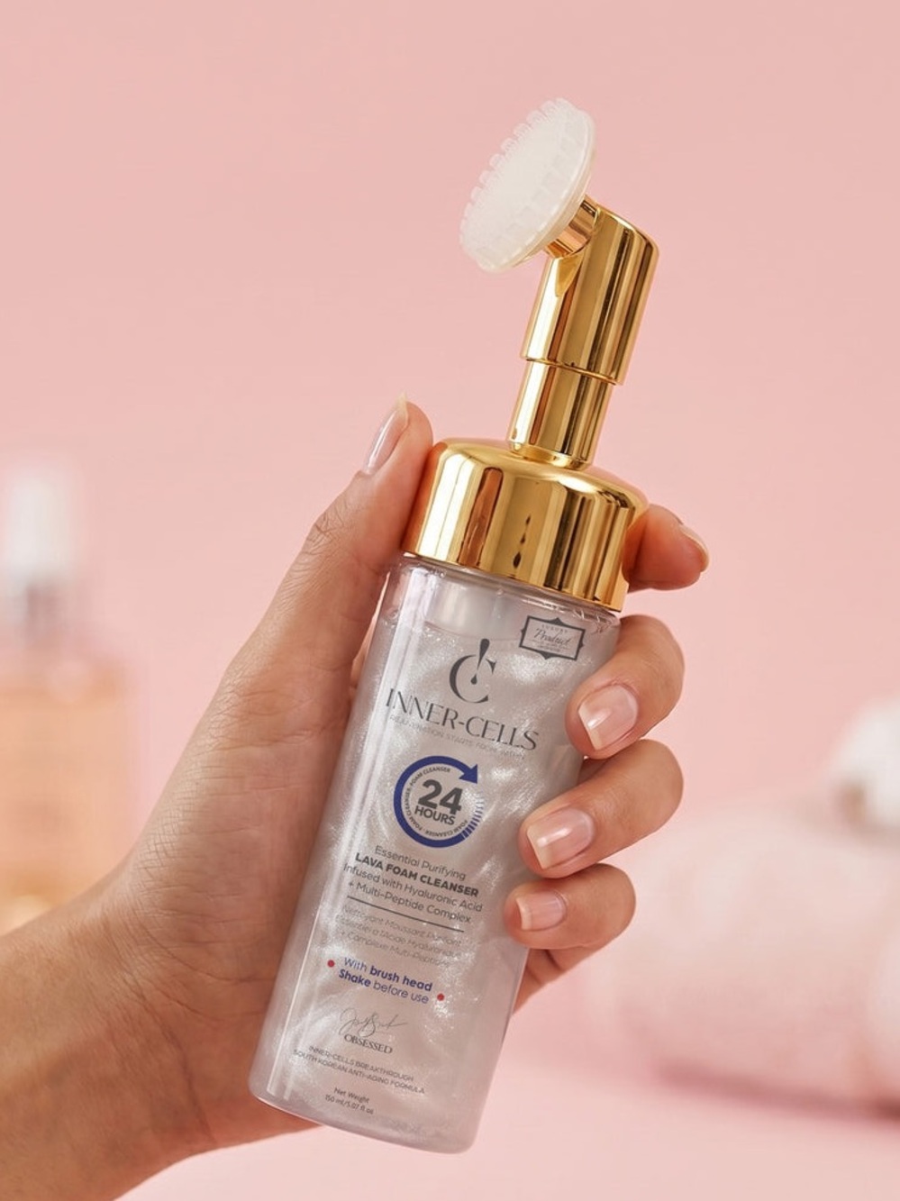 Inner Cells Essential Purifying Lava Foam Cleanser | Hyaluronic Acid + Multi-Pep